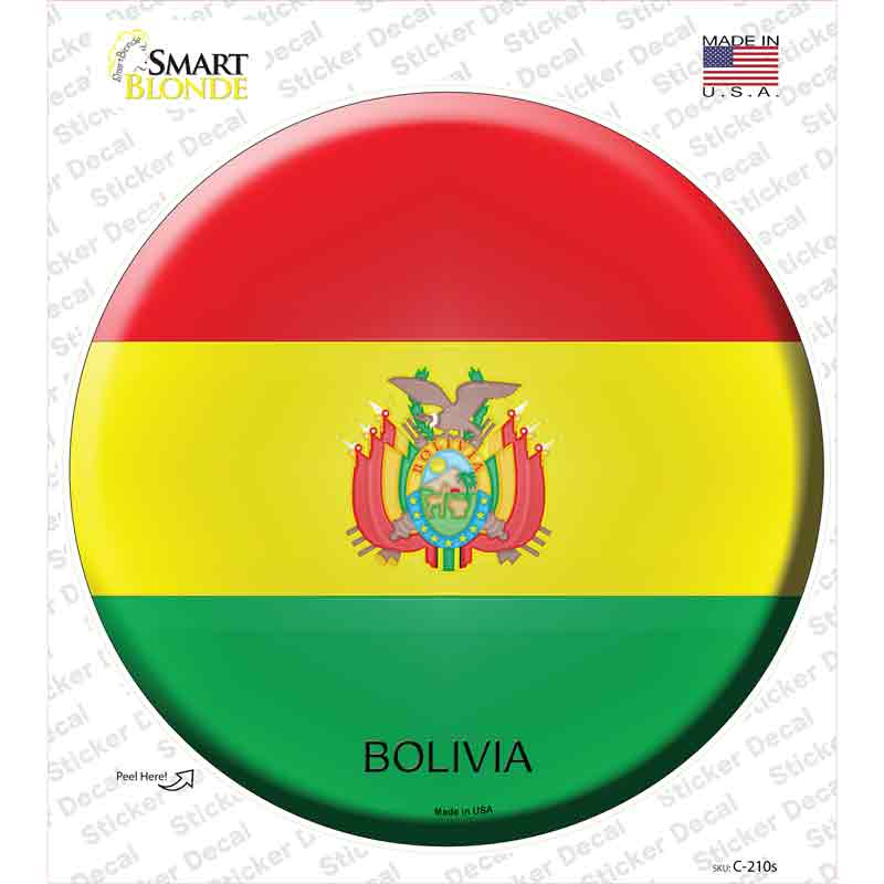 C-210s-M Bolivia Country Novelty Circle Sticker Decal - Medium