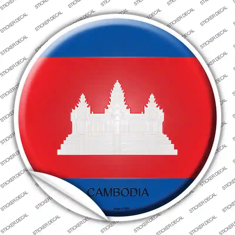 C-221s-L Cambodia Country Novelty Circle Sticker Decal - Large