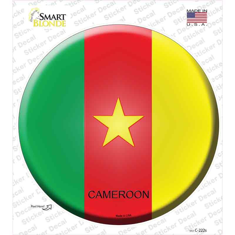 C-222s-M Cameroon Country Novelty Circle Sticker Decal - Medium
