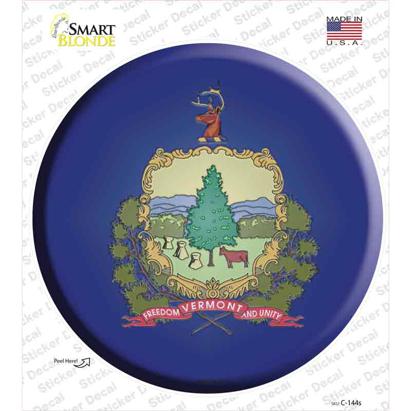 C-144s-M Vermont State Flag Novelty Circle Sticker Decal - Medium