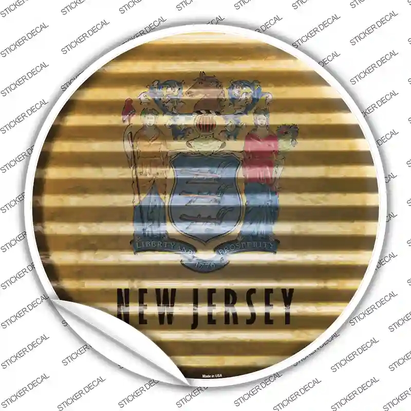 C-940s-XL   Jersey Flag Corrugated Novelty Circle Sticker Decal - Extra Large