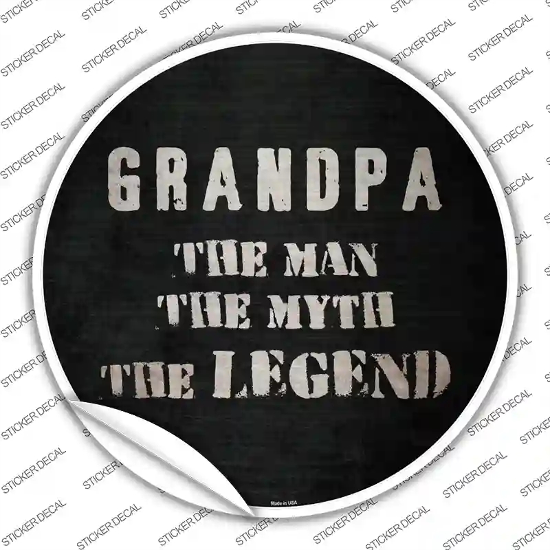 C-876s-L Grandpa the Legend Novelty Circle Sticker Decal - Large