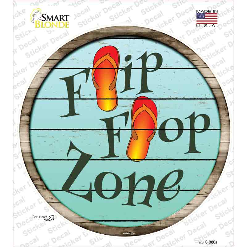 C-880s-M Orange Flip Flop Zone Novelty Circle Sticker Decal - Medium