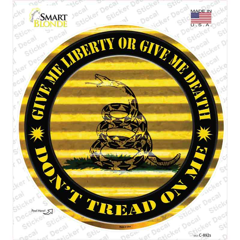 C-892s-M Dont Tread on Me Yellow Novelty Circle Sticker Decal - Medium