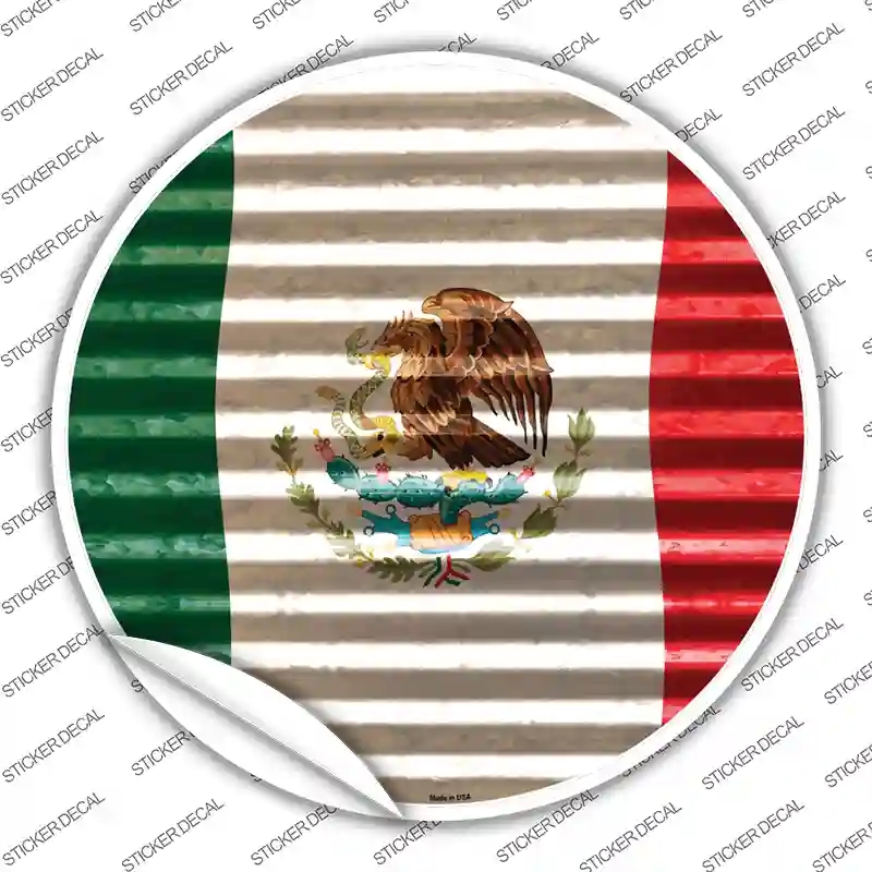 C-898s-S Mexico Flag Novelty Circle Sticker Decal - Small