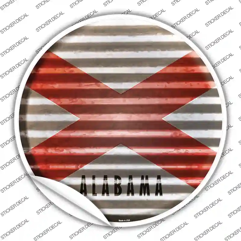 C-911s-XL Alabama Flag Corrugated Novelty Circle Sticker Decal - Extra Large