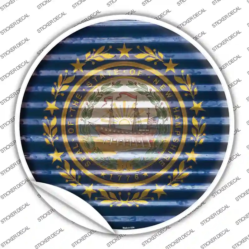 C-939s-L   Hampshire Flag Corrugated Novelty Circle Sticker Decal - Large