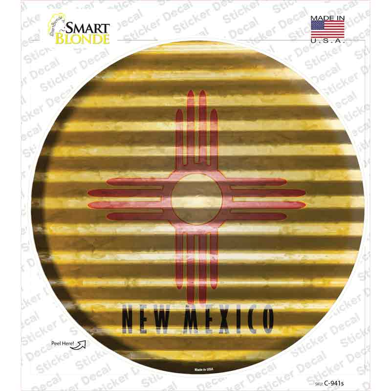 C-941s-M   Mexico Flag Corrugated Novelty Circle Sticker Decal - Medium
