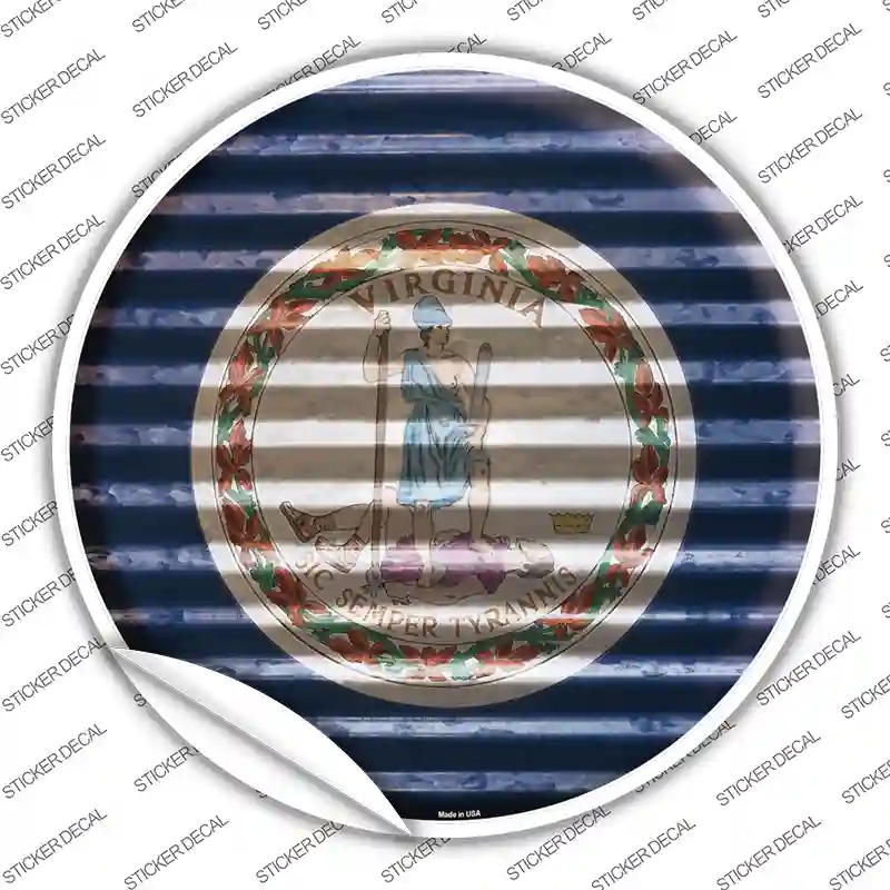 C-956s-S Virginia Flag Corrugated Novelty Circle Sticker Decal - Small