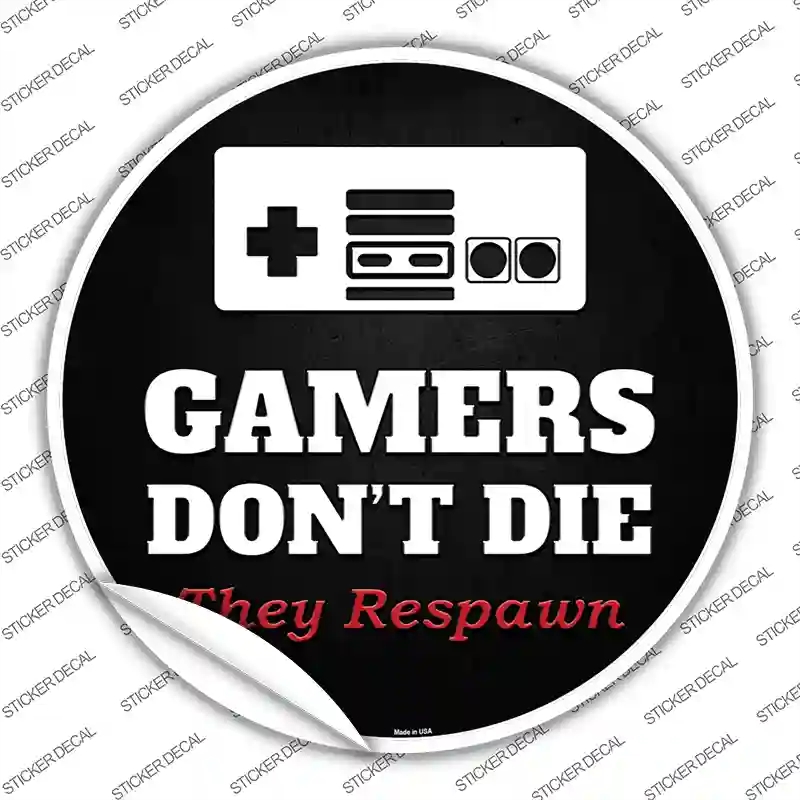 C-963s-S NES Gamers Dont Die Novelty Circle Sticker Decal - Small