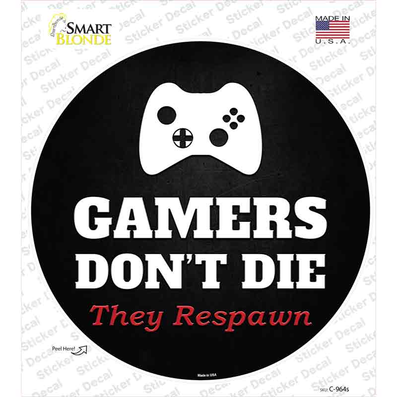 C-964s-M XBOX Gamers Dont Die Novelty Circle Sticker Decal - Medium