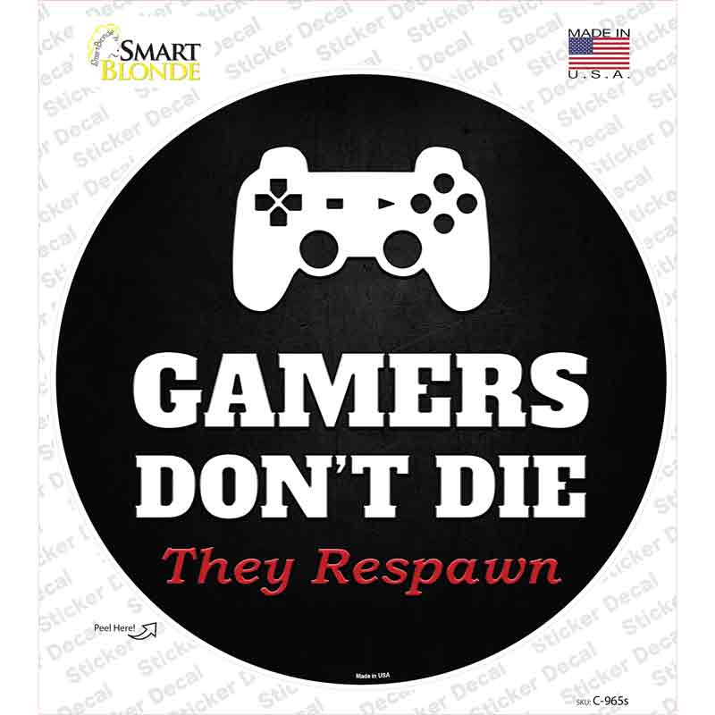 C-965s-M PlayStation Gamers Dont Die Novelty Circle Sticker Decal - Medium