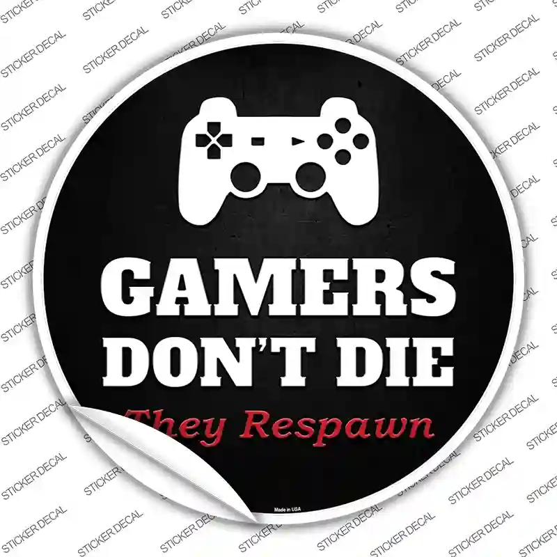 C-965s-S PlayStation Gamers Dont Die Novelty Circle Sticker Decal - Small