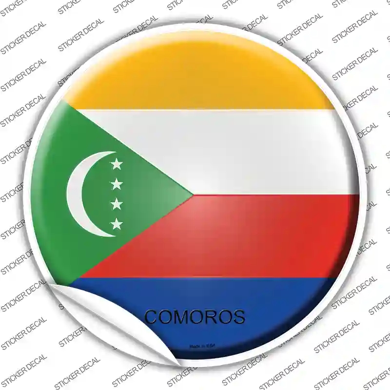 C-238s-S Comoros Country Novelty Circle Sticker Decal - Small