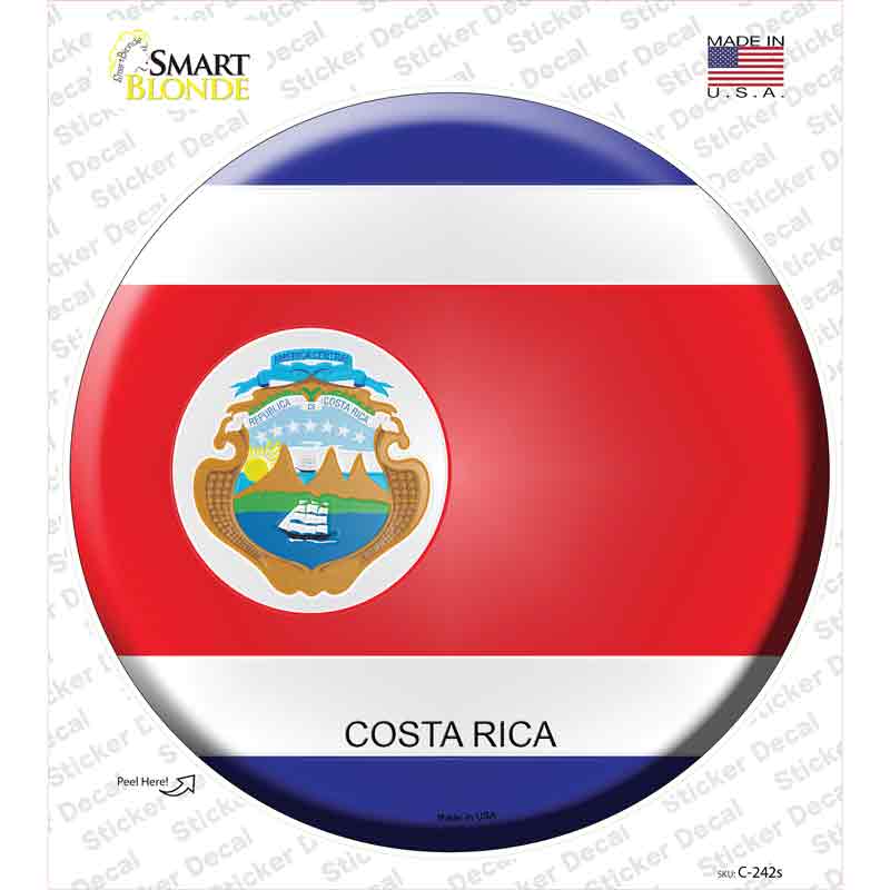 C-242s-M Costa Rica Country Novelty Circle Sticker Decal - Medium