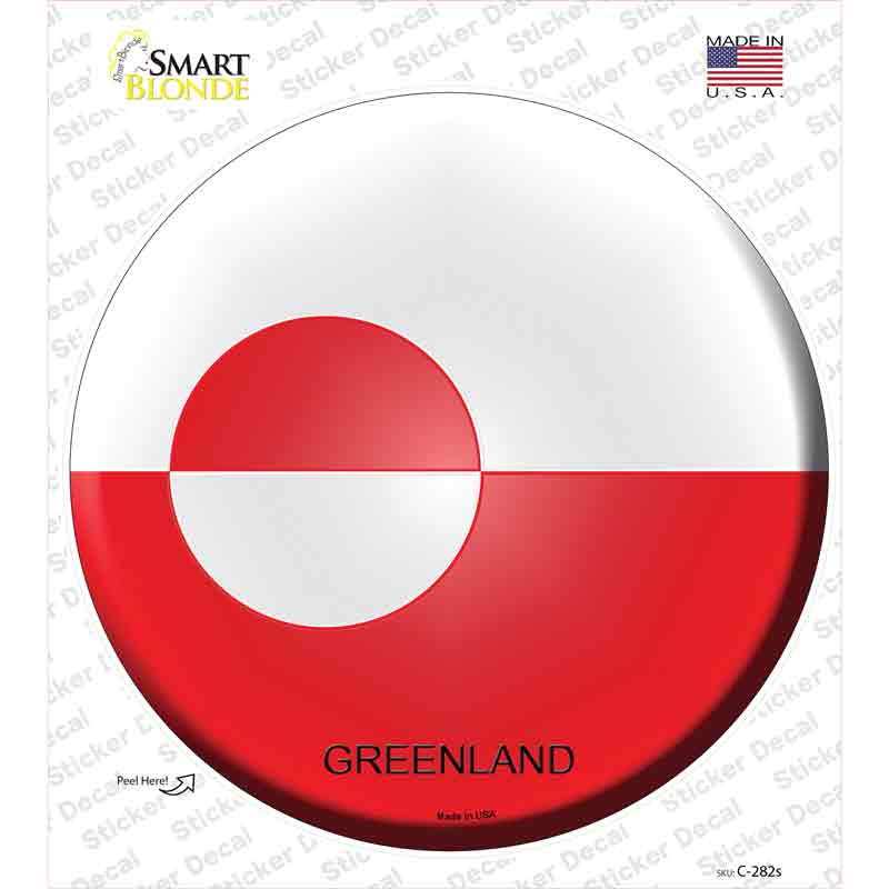 C-282s-M Greenland Country Novelty Circle Sticker Decal - Medium