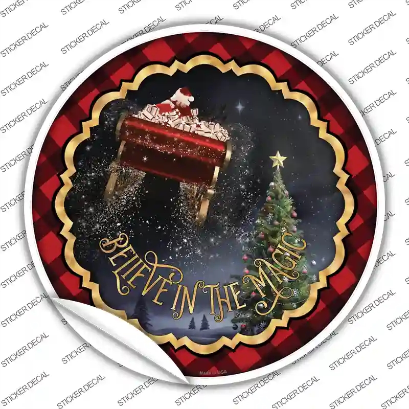 C-1573s-S Believe in Magic Santa Novelty Circle Sticker Decal - Small