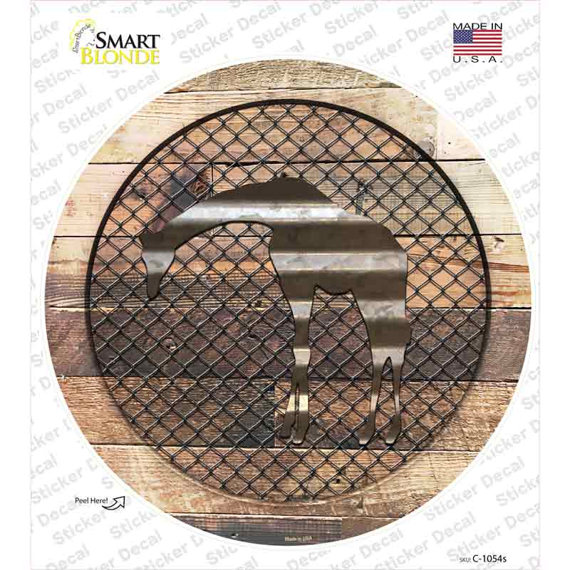 C-1054s-M Giraffe on Wood Novelty Circle Sticker Decal - Medium