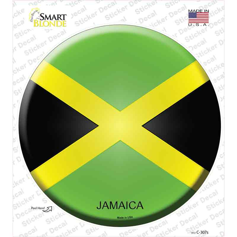 C-307s-M Jamaica Country Novelty Circle Sticker Decal - Medium