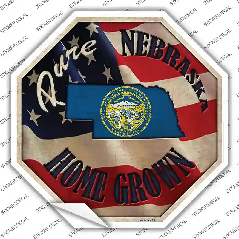 BS-428s-S Nebraska Home Grown Novelty Octagon Sticker Decal - Small