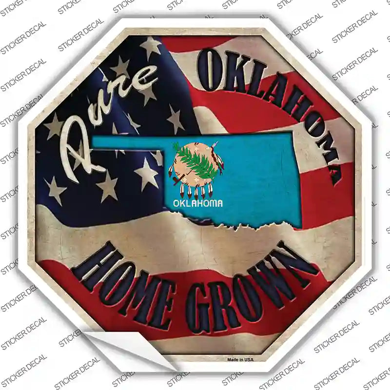 BS-437s-S Oklahoma Home Grown Novelty Octagon Sticker Decal - Small