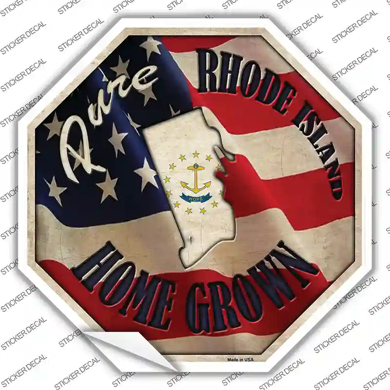 BS-440s-S Rhode Island Home Grown Novelty Octagon Sticker Decal - Small