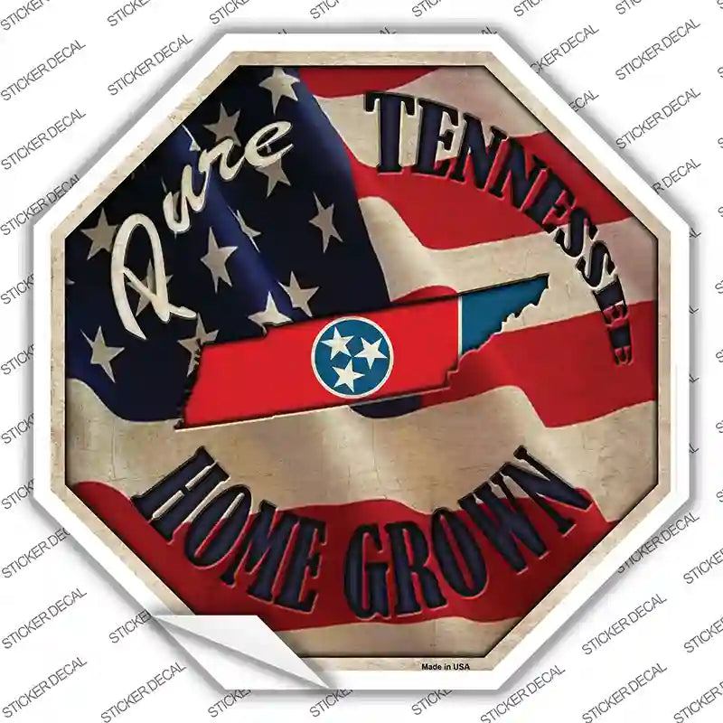 BS-443s-S Tennessee Home Grown Novelty Octagon Sticker Decal - Small