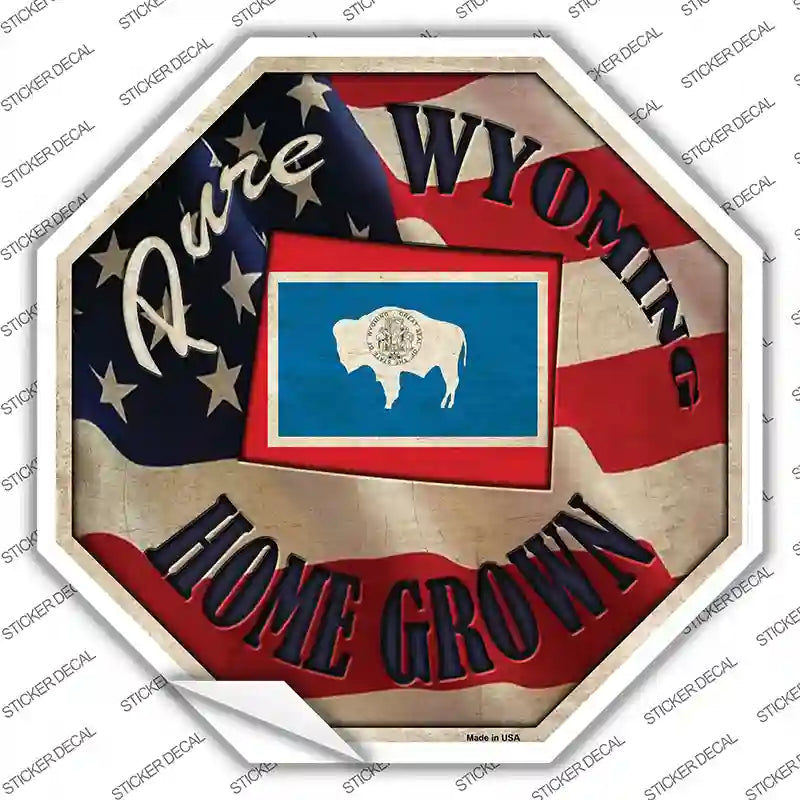BS-451s-S Wyoming Home Grown Novelty Octagon Sticker Decal - Small