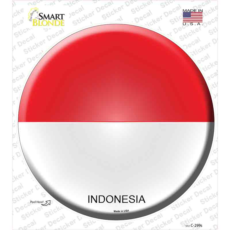C-299s-M Indonesia Country Novelty Circle Sticker Decal - Medium