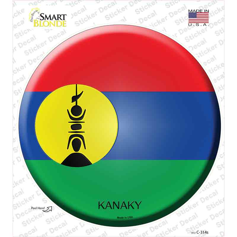 C-314s-M Kanaky Country Novelty Circle Sticker Decal - Medium
