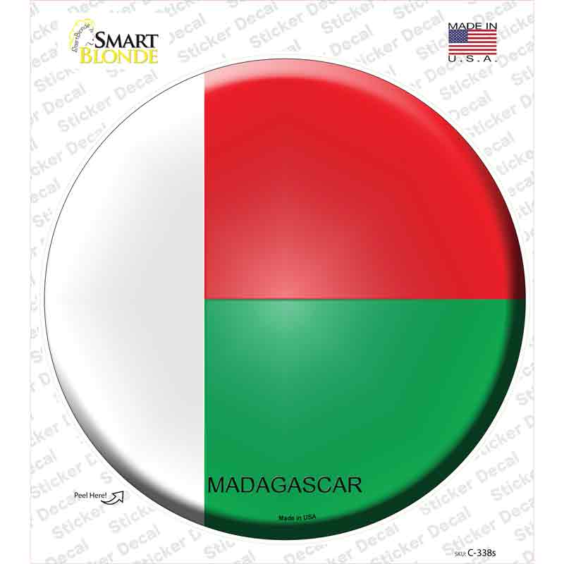 C-338s-M Madagascar Country Novelty Circle Sticker Decal - Medium