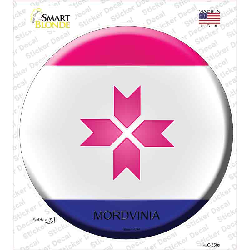 C-358s-M Mordvinia Country Novelty Circle Sticker Decal - Medium