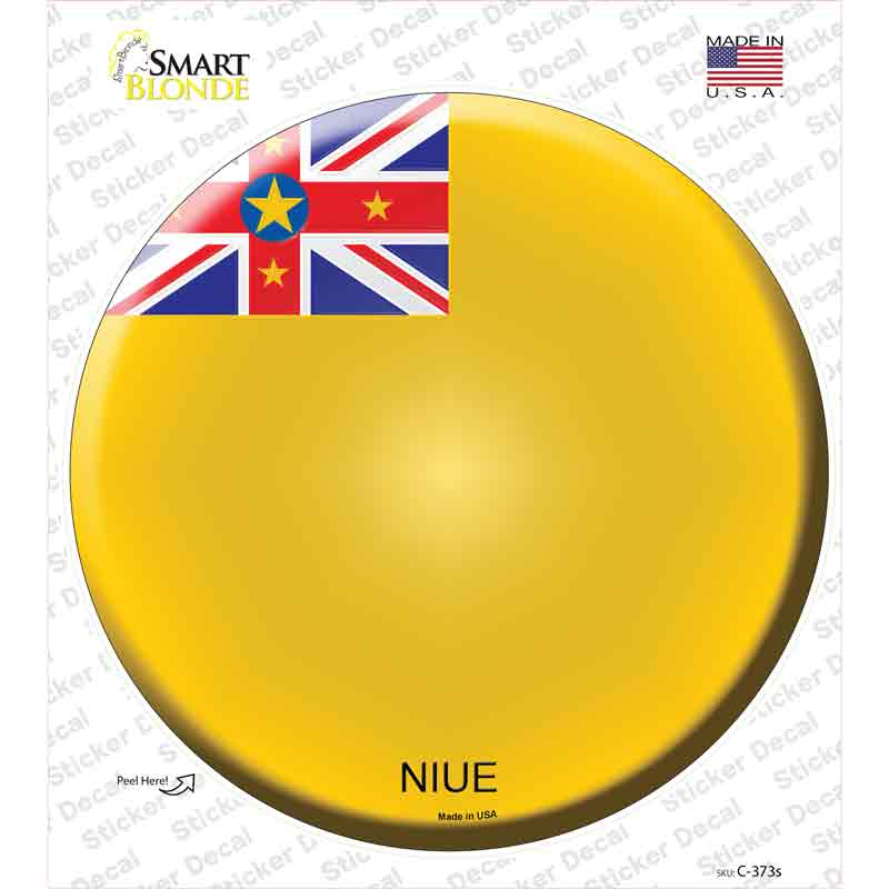 C-373s-M Niue Country Novelty Circle Sticker Decal - Medium