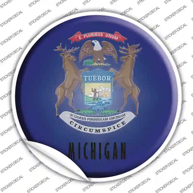 C-121s-S Michigan State Flag Novelty Circle Sticker Decal - Small