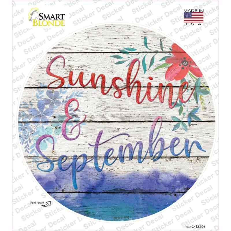 C-1226s-M Sunshine & September Novelty Circle Sticker Decal - Medium