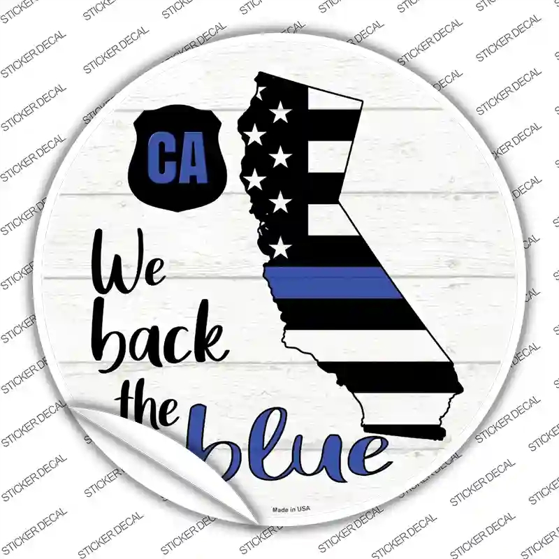 C-1234s-L California Back the Blue Novelty Circle Sticker Decal - Large