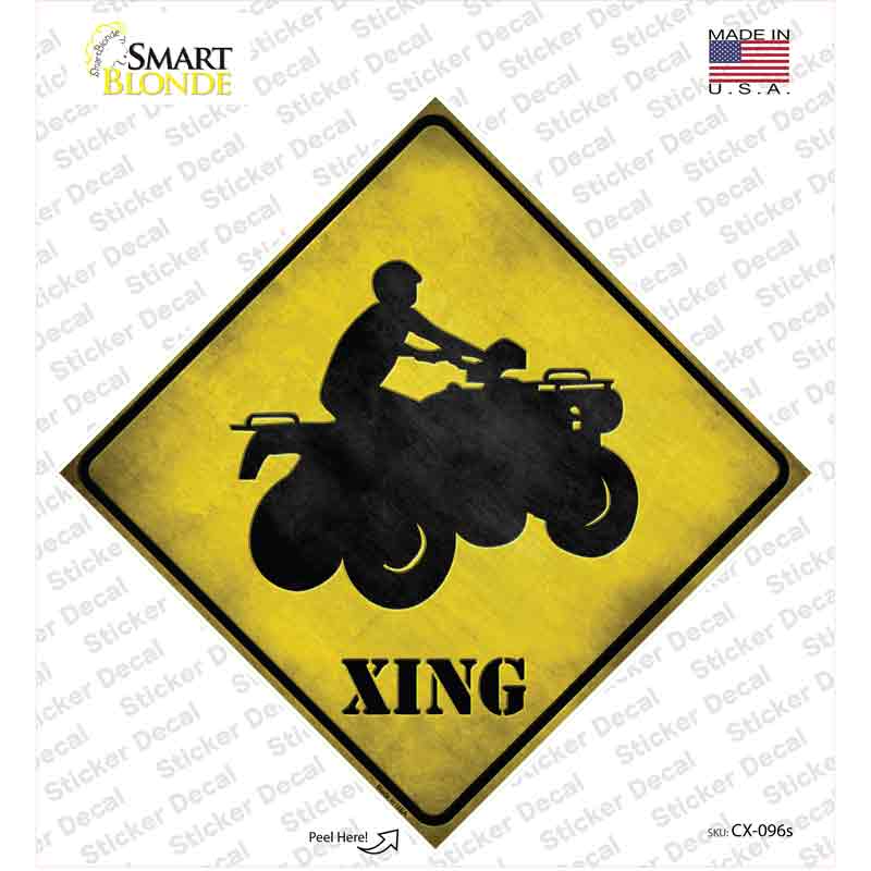 CX-096s-M 4 Wheeler Xing Novelty Diamond Sticker Decal - Medium