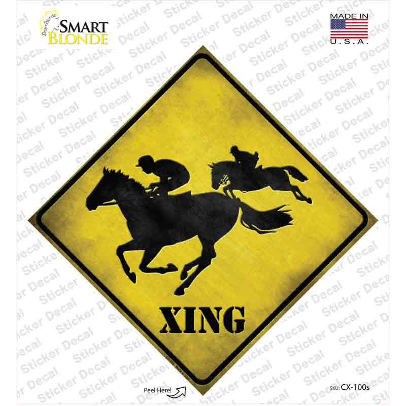 CX-100s-M Horse Racing Xing Novelty Diamond Sticker Decal - Medium