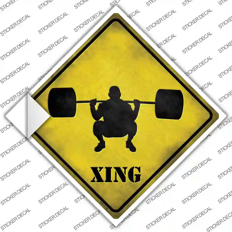 CX-102s-XL Weight Lifting Xing Novelty Diamond Sticker Decal - Extra Large