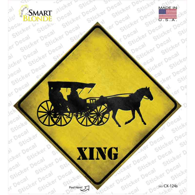 CX-124s-M Carriage Xing Novelty Diamond Sticker Decal - Medium