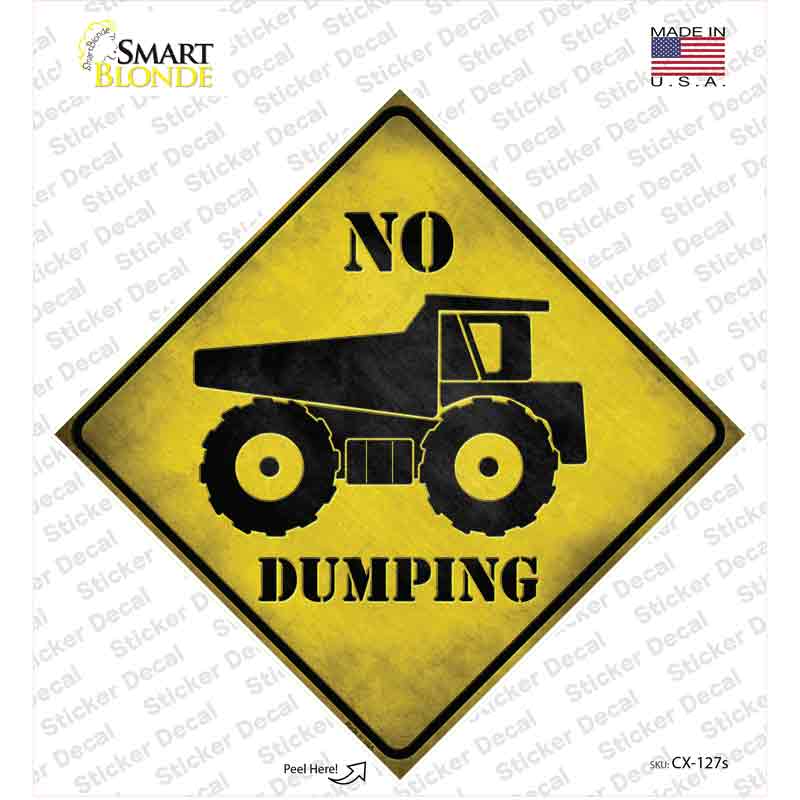 CX-127s-M No Dumping Novelty Diamond Sticker Decal - Medium