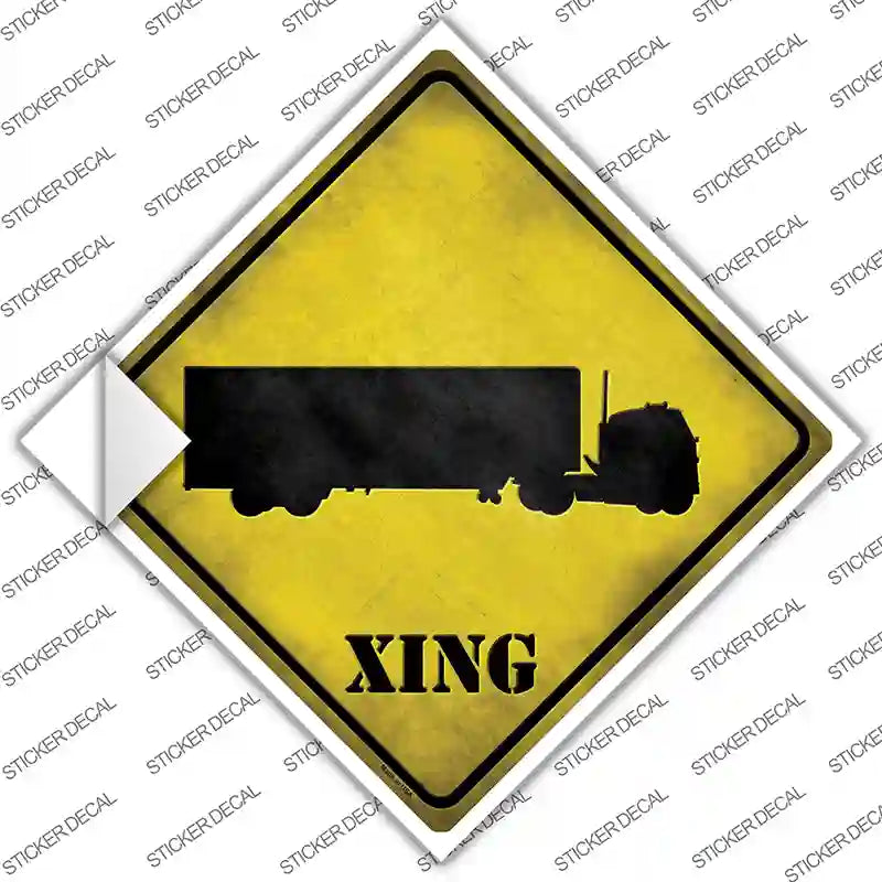 CX-129s-S Semi Truck Xing Novelty Diamond Sticker Decal - Small