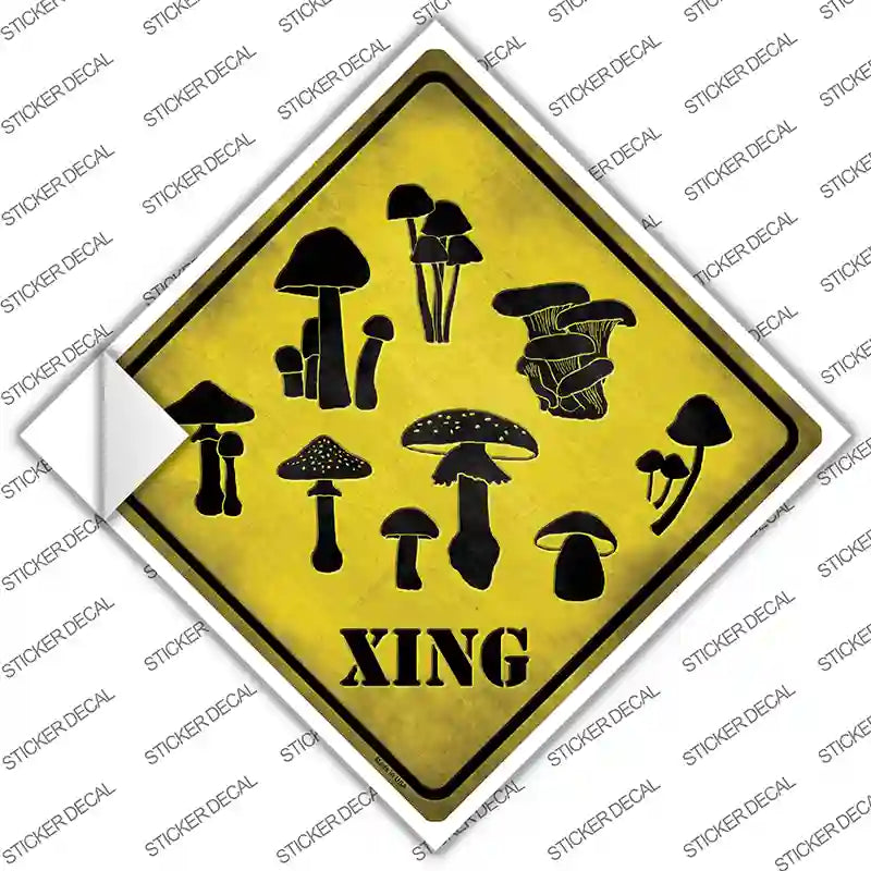 CX-132s-S Mushrooms Xing Novelty Diamond Sticker Decal - Small