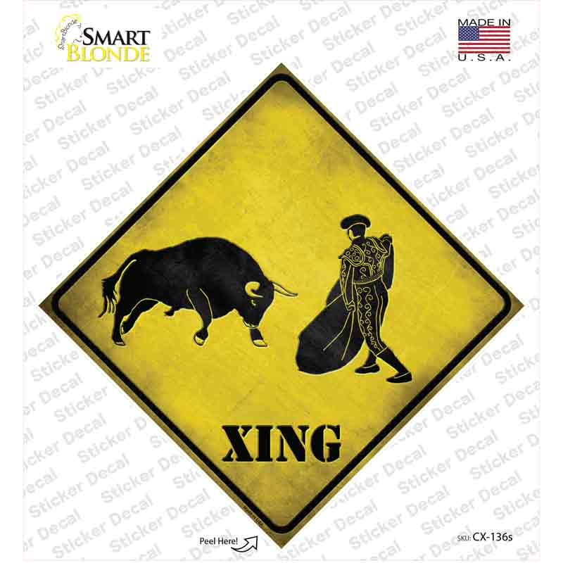 CX-136s-M Bullfight Xing Novelty Diamond Sticker Decal - Medium