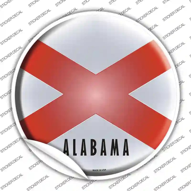 C-100s-L Alabama State Flag Novelty Circle Sticker Decal - Large