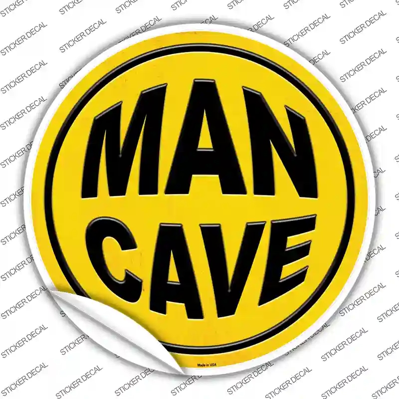C-1010s-L Man Cave Novelty Circle Sticker Decal - Large