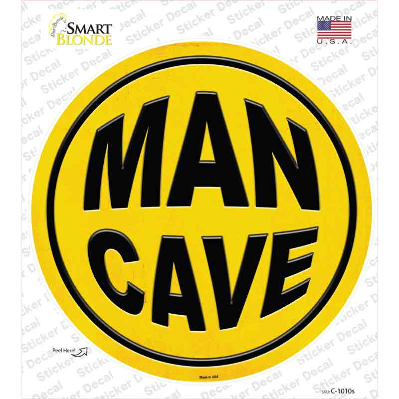 C-1010s-M Man Cave Novelty Circle Sticker Decal - Medium