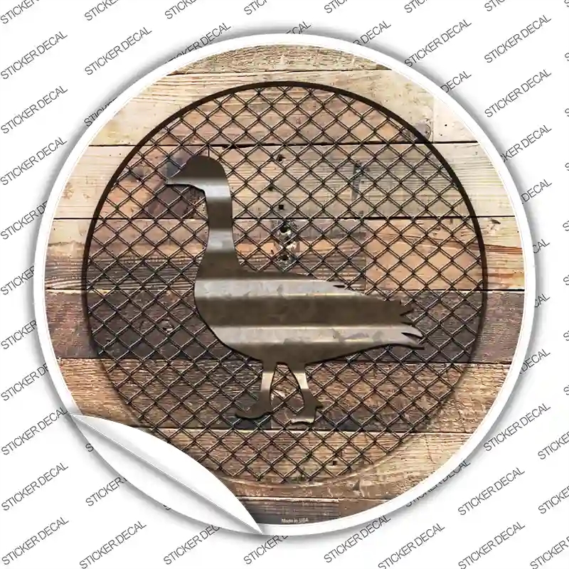 C-1023s-XL Duck on Wood Novelty Circle Sticker Decal - Extra Large