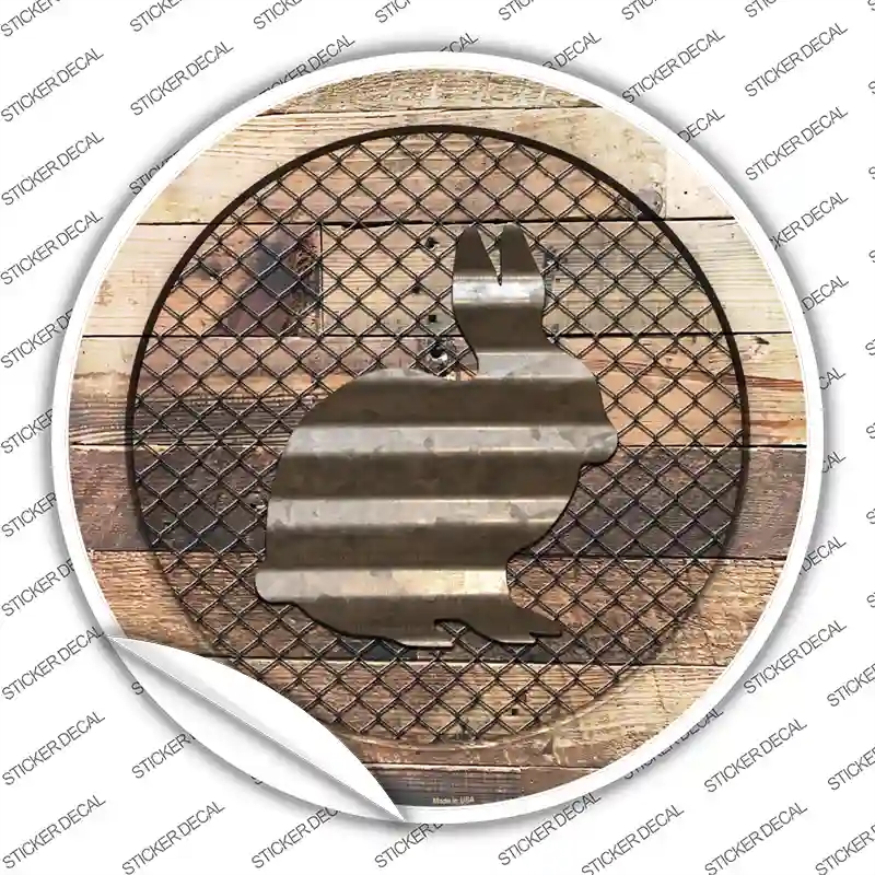 C-1027s-XL Rabbit on Wood Novelty Circle Sticker Decal - Extra Large