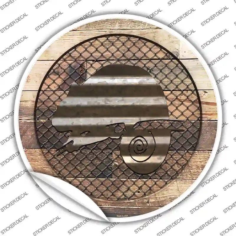 C-1043s-XL Chameleon on Wood Novelty Circle Sticker Decal - Extra Large